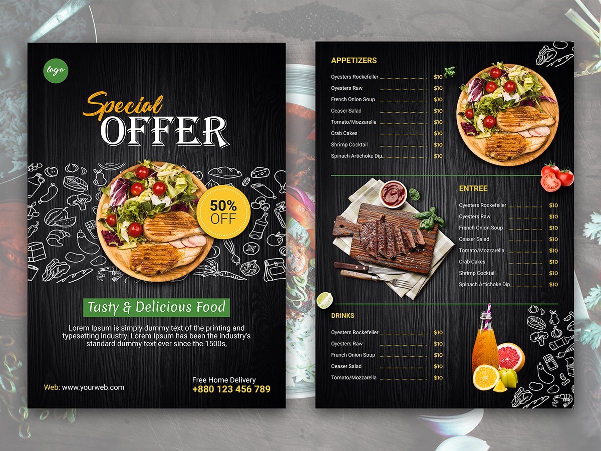 Food Menu Brochure Template by Smashing Studio on Dribbble