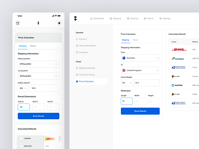 Shiply Cargo Shipping SaaS - Price Calculator cargo dashboard delivery filllo freight logistic logistics packaging parcel pricing plan pricing table product design saas shipment shipping transportation uiux web app web design website