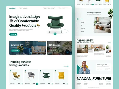 NANDAN - Furniture Website Design chair design furniture furniture website hello dribbble home page interior interior design landing page sofa ui ui design uiux web design website website design