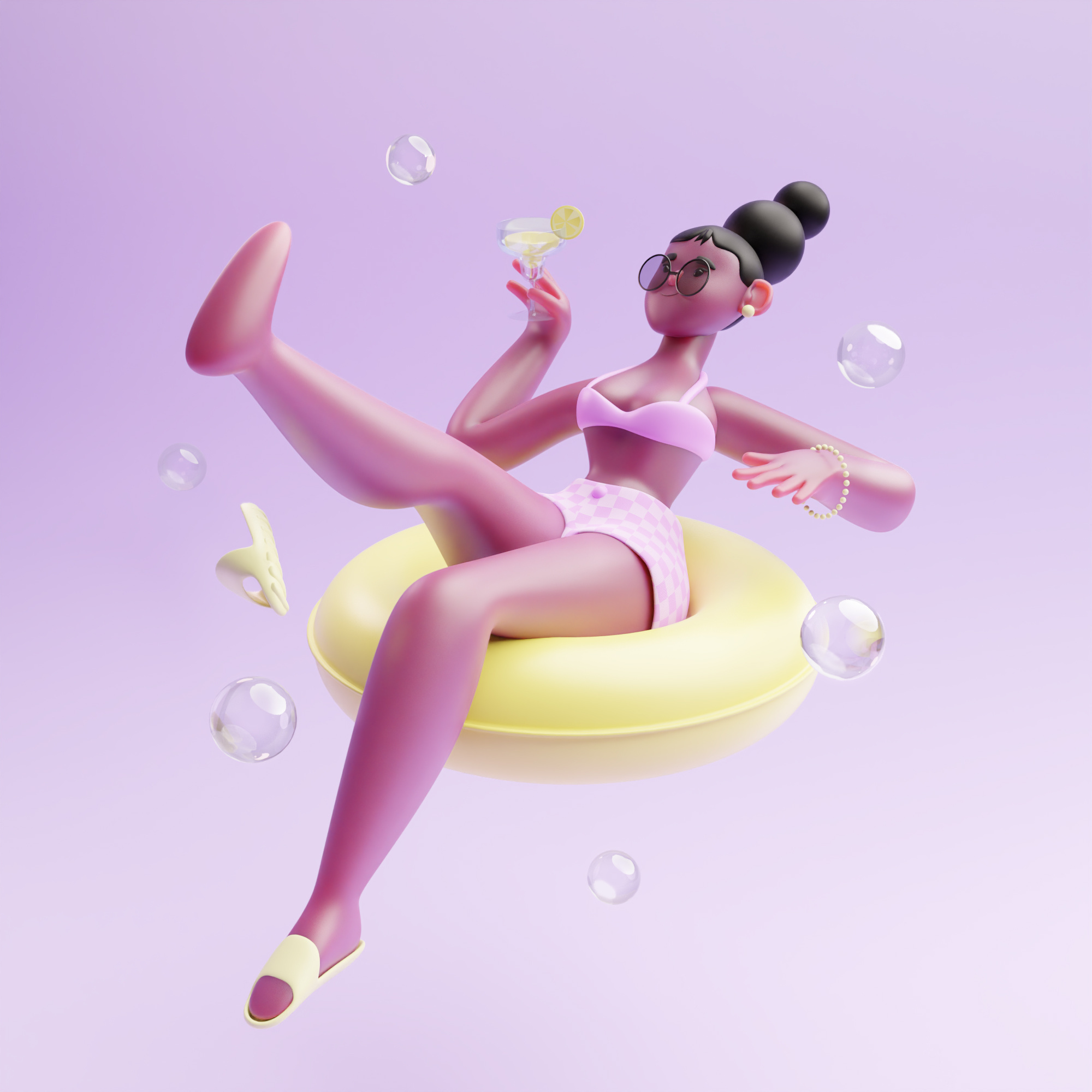 Summer-fueled! ☀️🔥 2d 3d 3d character 3d girl branding character character design holidays illustration out of office relax summer vibes vacations