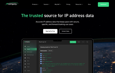 Landing page for the IP Solutions Company animation dashboard design landing ui ux web