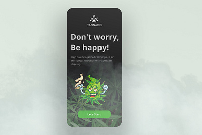 Cannabis E-Commerce Store App Mobile Concept after effects animation app cannabis cannabis app cannabis packaging cannabis shop cbd concept design interface joint leaf marijuana motion graphics organic thc ui ux weed