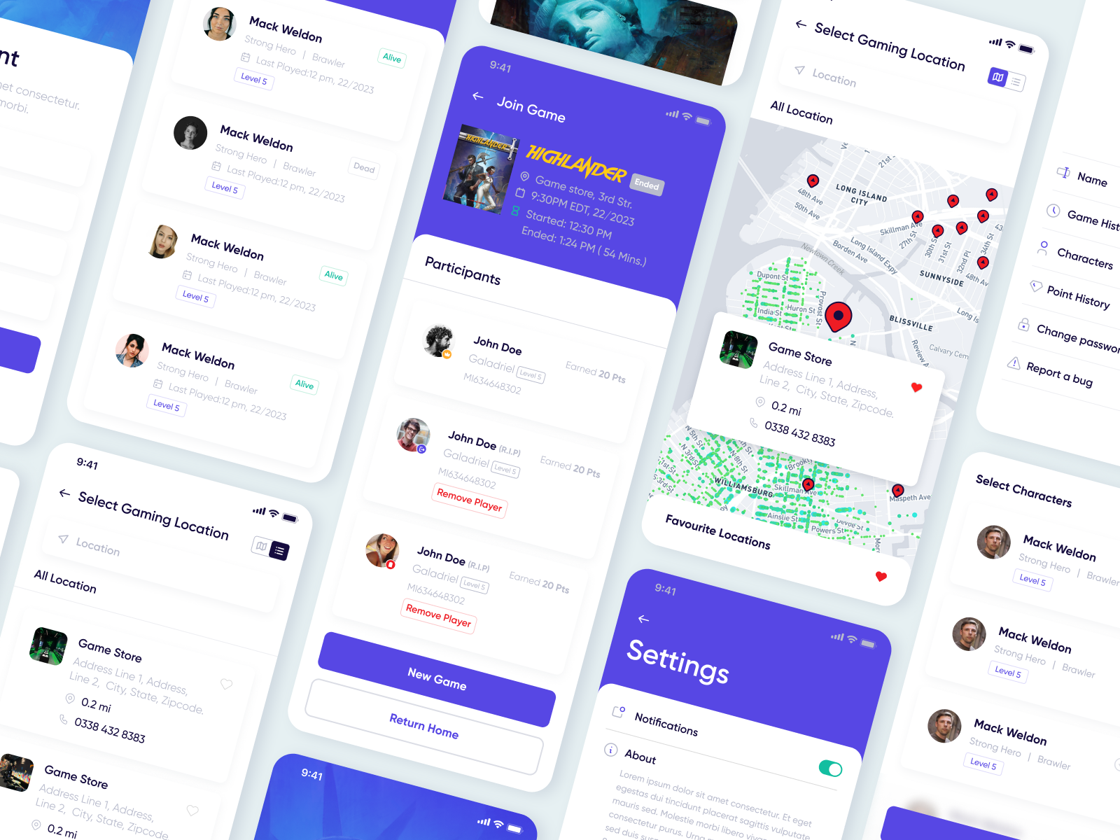 RPG Game Manager WIP android app card ui colorful concept design game ui ios list view map view role playing games rpg ui visual design