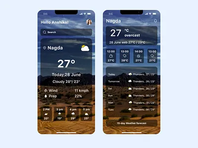 Weather App 🌥 999watt abstract app branding graphic design ui ux