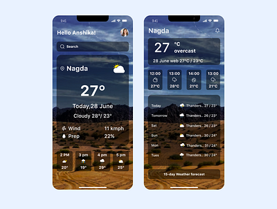 Weather App 🌥 999watt abstract app branding graphic design ui ux