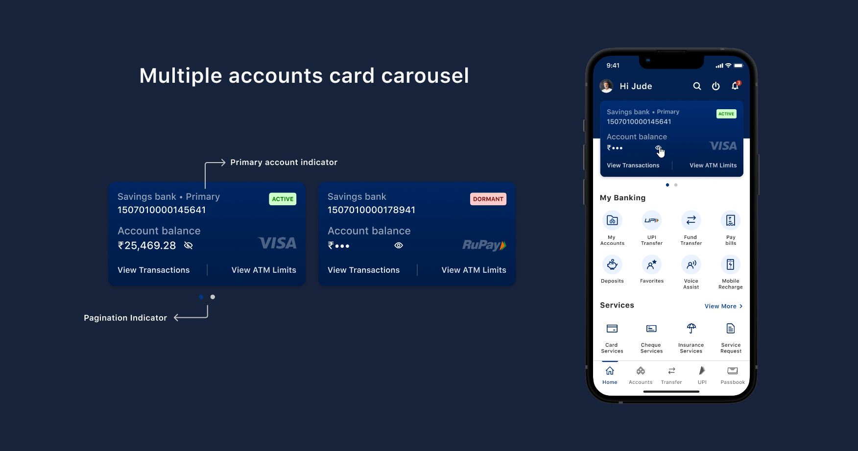 IOB Bank Redesign app bank app cards product design redesign ui ux