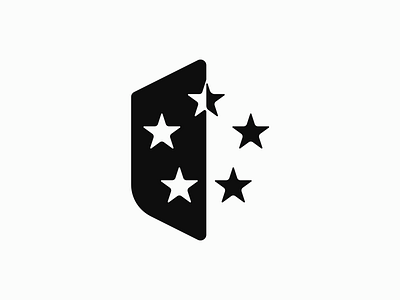 stellar shield branding clever twist creative five geometric graphic design identity design illustration logo design logotype minimalism negative space protection shield stars stellar shield