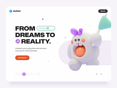 Hero Header Concept for SupaUI – Monster® #1 3d 3d character branding clean hero header illustration ios landing landing page minimal product design typography ui ui design ux ux design uxdesign web web design website