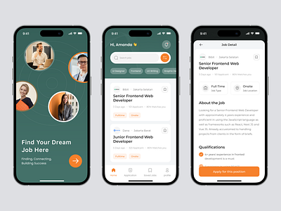 Job Finder App 2023 agency landing page agency web design app app design application branding design dribble best shot job job finder jobsite mockup screen trend ui uidesign uiux work