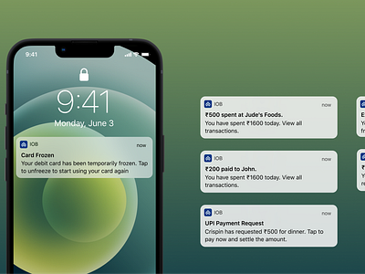 Push Notifications - IOB Re-design bank app ios notifications product design redesign ui ux