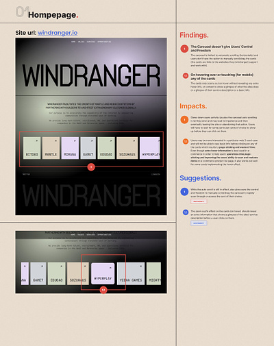 A Usability Heuristic Evaluation for Windranger Landing page carousel critical thinking design design thinking figma heuristic evaluation landing page mental model pain point research ui usabilty testing user experience ux visual design web