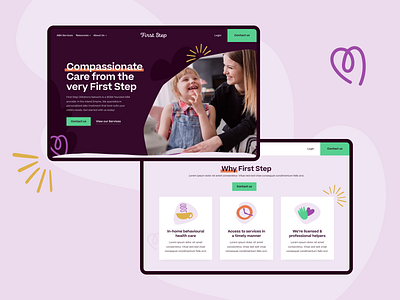 Childcare Website Homepage Design concept adhd agency app autism branding childcare design home homepage illustration landing landing page logo marketing neurodiverse ui ux web