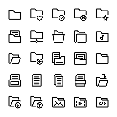 File and folder icon set archive design file folder icon icon design icon set iconography icons illustration logo ui vector