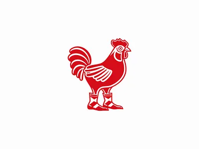 Rooster Wearing Boots Logo animal bird boots branding chicken design emblem farm fun icon identity illustration logo mark playful red restaurant rooster symbol vector