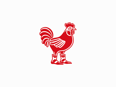 Rooster Wearing Boots Logo animal bird boots branding chicken design emblem farm fun icon identity illustration logo mark playful red restaurant rooster symbol vector