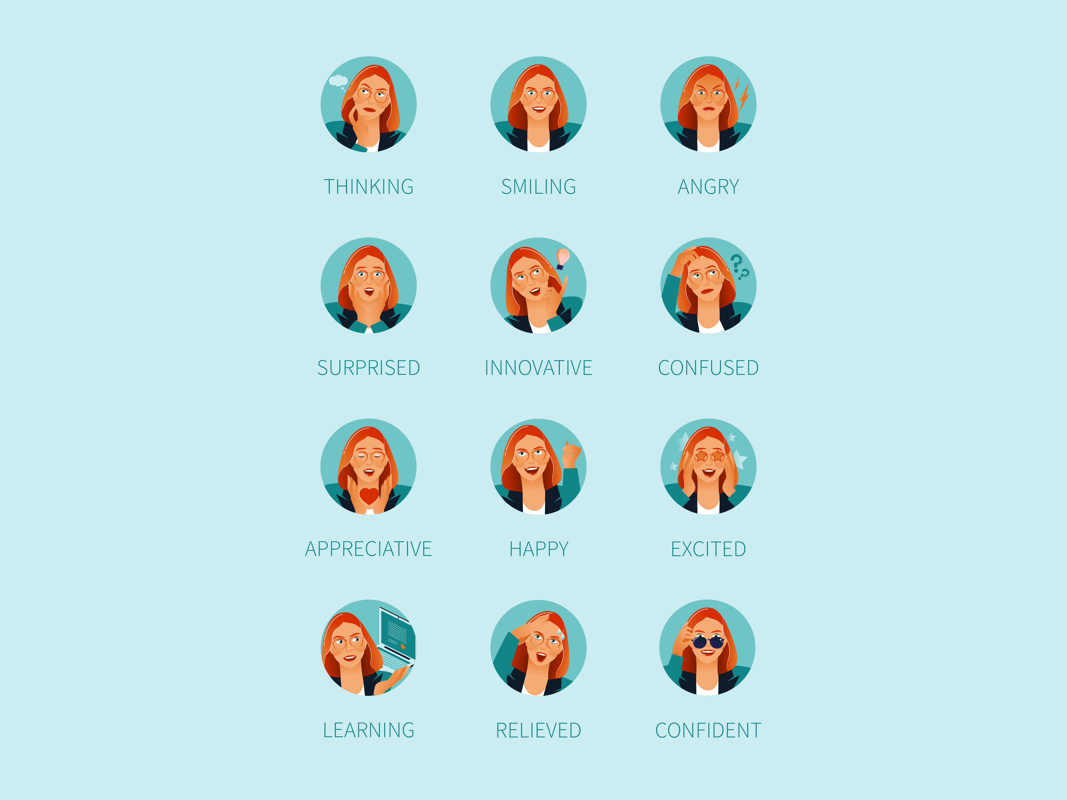 HR Connectum - CEO Avatar Set 2d avatar brand branding ceo character clean design emoticon face illustration linkedin marketing post recruitment set vector web