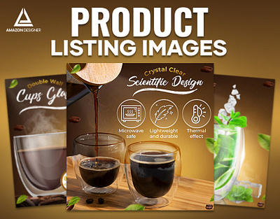 Listing Images for Double Wall Cup Glass adobe illustrator adobe photoshop amazon listing amazon listing design branding design graphic design listing design motion graphics post design product listing social media post typography