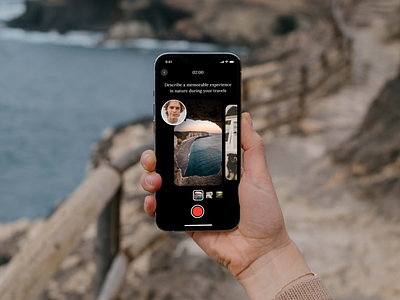 Record and share your stories album camera content gallery iphone mobile app mockup organise photos record social social app story ui