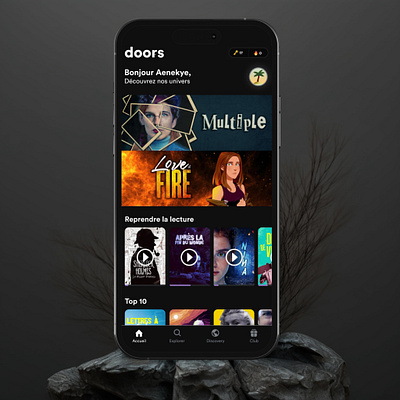 Doors - Reading book like a serie Mobile App animation app book design doors graphic design logo mobileapp mockup motion graphics serie ui uidesign ux