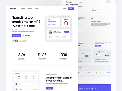 Assembly - HR Landing Page brand guideline business design design system dipa inhouse employee graphic design hiring hr hrd human resources job board landing page people people development ui design ux design web design website