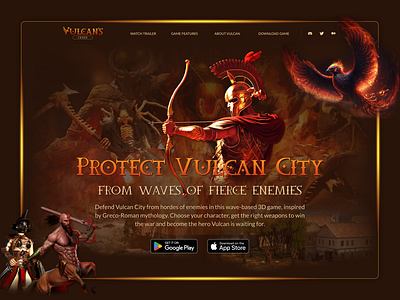 Vulcan Creed 3d action game branding brown call to action creative inspiration game illustration interaction design landing page design site typography ui design user experience ux design visual hierarchy vulcan web design website design website layout