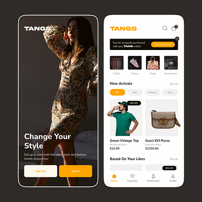 TANG- A Fashion Clothing Application clothing app figma ui