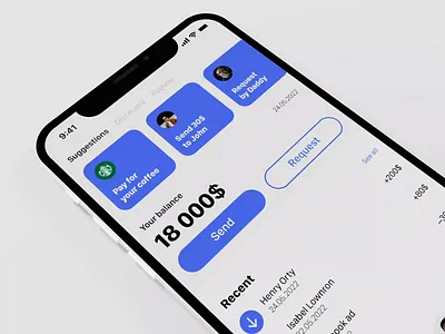 Wallet app — main flow animation app cgi clean ios iphone mockup money send money send process motion simple interface slide swipe transaction transaction flow ui ux uxui wallet app white