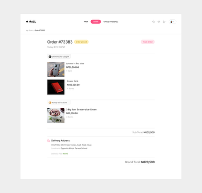 Product Order for Supreme Mall design ecommerce ui uidesign ux webapp