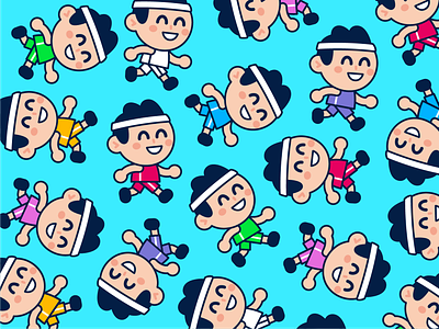 Fitness Mascot branding cartoon character children doodle fitness flat funny happy illustration kawaii kids logo mascot outline pattern running silly walk walking