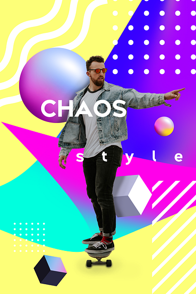 chaos style poster art bright chaos design gradient graphic design illustration man poster style