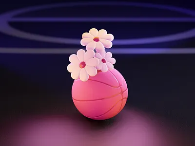 Hello Dribbble! 3d 3d modeling art ball basketball bouquet branding chamomile design dribbble dribbble hello flowers graphic design hello illustration motion graphics sport ui