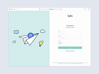 Splio's Login page branding design design system graphic design illustration motion product ui ux