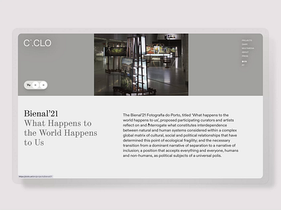 Ci.CLO Website - Project Detail animation design interface photography slideshow typography web website