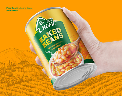 Food Can Packaging Design adobe illustrator adobe photoshop baked beans beans can canned design food food can graphic design illustration label design packaging packaging design product design