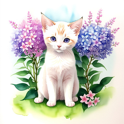 red kitten watercolor cat illustration watercolor