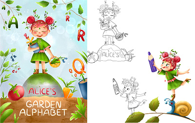 Illustration for kids board game Garden Alphabet. board game brand character cartoon character design design digital art drawing garden illustration