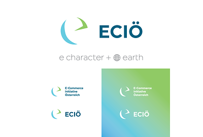 ECIÖ brand character e earth emblem globe hidden icon identity land logo logotype monogram typography