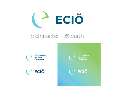 ECIÖ brand character e earth emblem globe hidden icon identity land logo logotype monogram typography