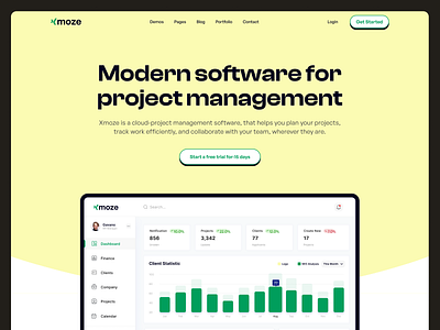 Project management software design homepage landingpage management software management tool minimal modern design project project management project management software software ui web