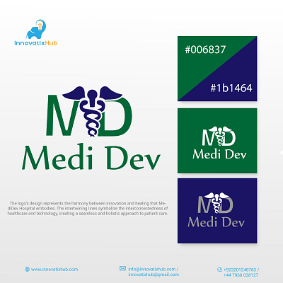 Hospital Logo - Medi Dev adobe artwork branding design digitalart graphicdesigner healingjourney homecarelogo hospitallogo illustration innovatixhubdesign innovatoninhealthcare logo logo mark logodesign medicinelogo minimalist logo photoshop vector webdesign