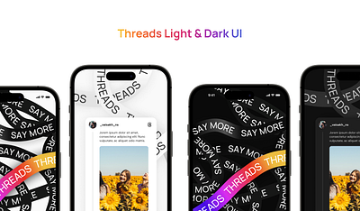 Social Media UI app app ui colour dark dark mode gradient graphic design instagram light meta social media threads twitter ui