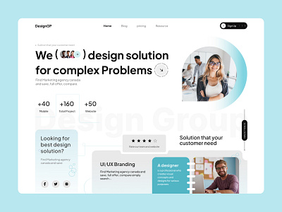 Design agency landing page animation branding graphic design hero product designer ui uiux ux web design