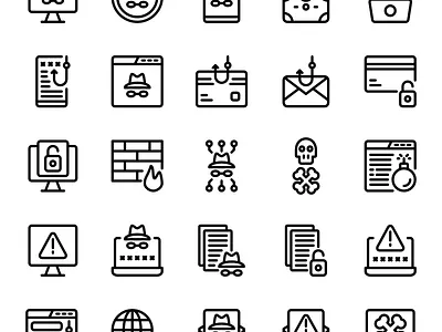 Cybercrime icon set cybercrime design hacker icon icon design icon set iconography icons illustration logo security ui vector