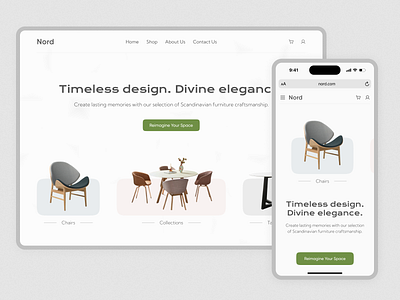 Nordic Furniture Landing Page (Hero Section) design typography ui ux