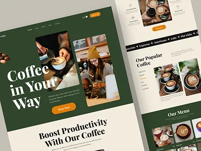 Coffee Shop Landing Page Design coffee shop design drink coffee figma homepage landing page minimal product design uihut uiux design uiux design agency web design webflow website website design