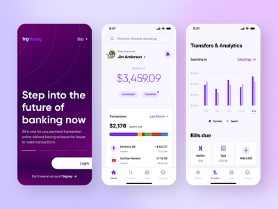 TripMoney – Mobile Banking App Concept banking app branding figma ios design mobile app product design ui ux