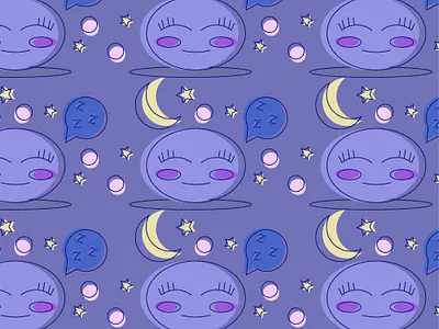 Cute character pattern charachter cosiness crescent cute fall a sleep illustration pattern sleep stars