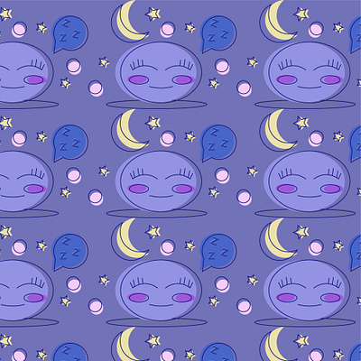 Cute character pattern charachter cosiness crescent cute fall a sleep illustration pattern sleep stars