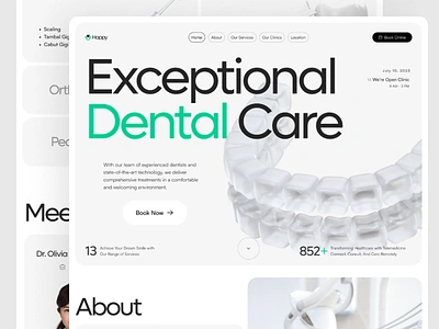 Dental Clinic Landing Page Design appointment booking care clinic cosmetology dental dentist doctor health healthcare hospital medical medical care medicine modern services teeth ui ux website