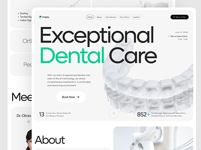 Dental Clinic Landing Page Design appointment booking care clinic cosmetology dental dentist doctor health healthcare hospital medical medical care medicine modern services teeth ui ux website